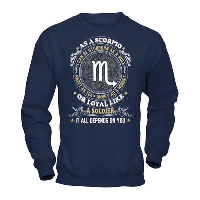 As A Scorpio I Can Be Stubborn As A Mule-T-Shirt & Hoodie-Crewneck Sweatshirt-Navy