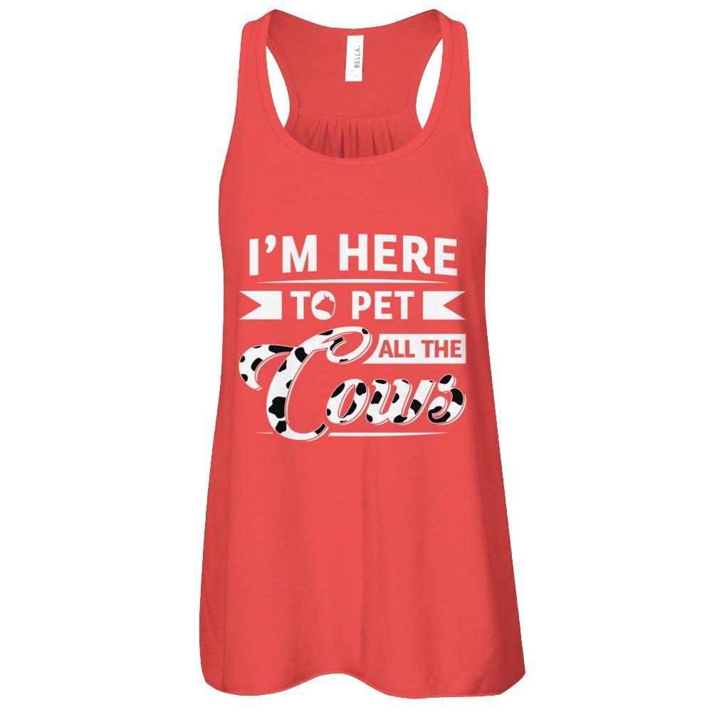 I'm Here To Pet All The Cows-T-Shirt & Tank Top-Women's Flowy Racerback Tank-Red
