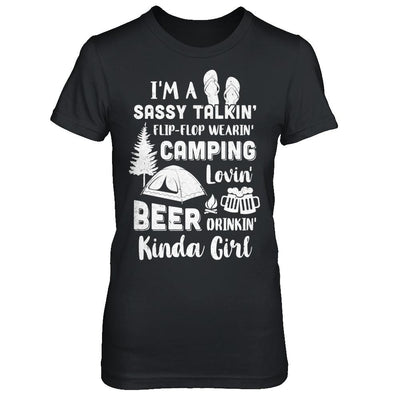 Sassy Talking Flip-Flop Camping Beer Kinda Girl-T-Shirt & Hoodie-Women's T-Shirt-Black