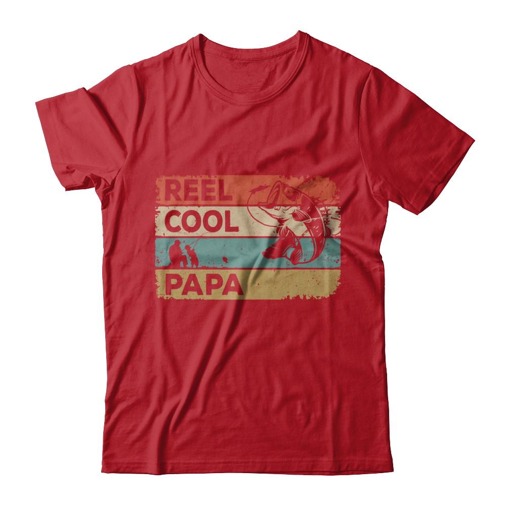 Vintage Reel Cool Papa Fish Fishing Fathers Day-T-Shirt & Hoodie-Classic T-Shirt-Red