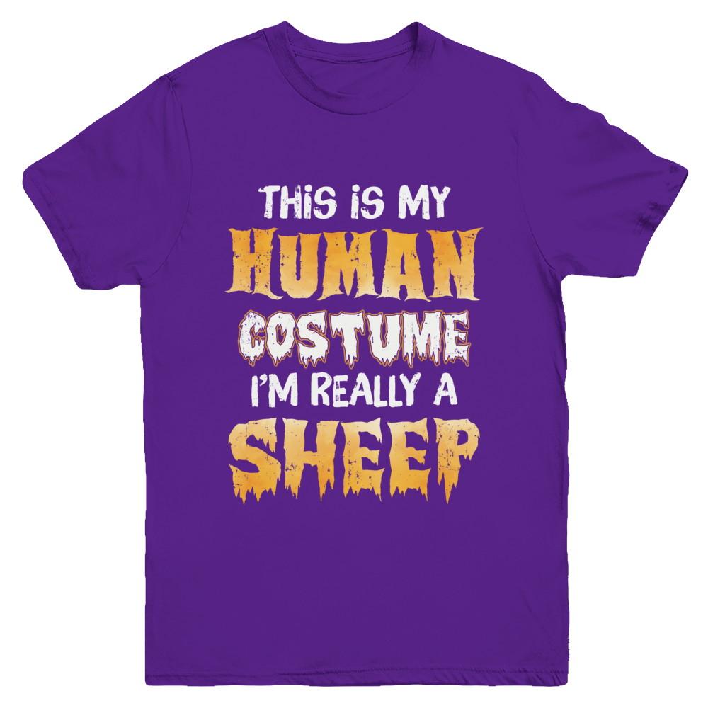 This Is My Human Costume Sheep Halloween Youth-Youth Shirt-Youth T-Shirt-Purple