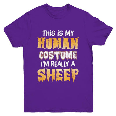 This Is My Human Costume Sheep Halloween Youth-Youth Shirt-Youth T-Shirt-Purple