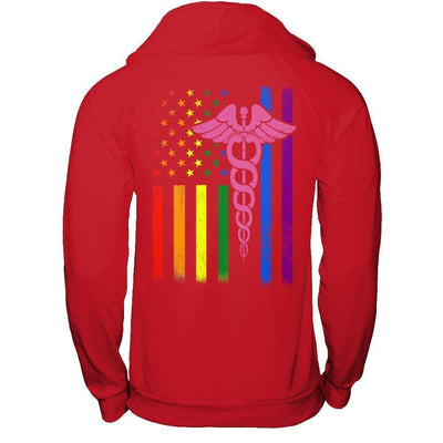 Nurse Rainbow Lgbt Flag Pride Lesbian Gay Super Stronger-T-Shirt & Hoodie-Pullover Hoodie-Red