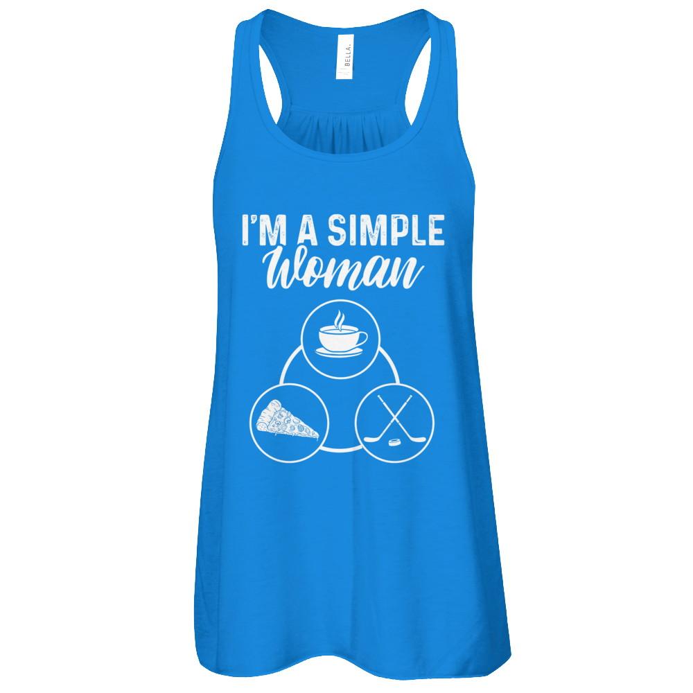 I'm A Simple Woman Coffee Pizza Hockey-T-Shirt & Tank Top-Women's Flowy Racerback Tank-True Royal