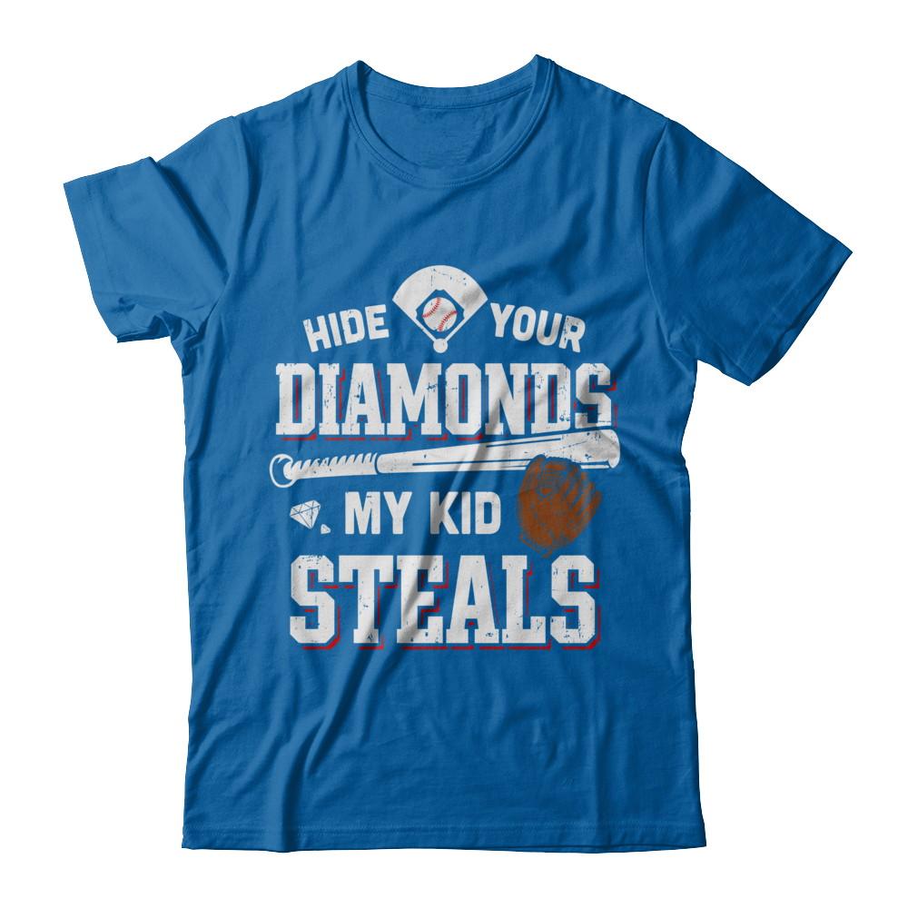Hide Your Diamonds My Kid Steals Baseball-T-Shirt & Hoodie-Classic T-Shirt-Royal