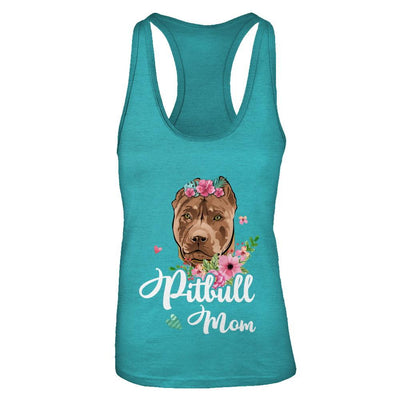 Pit bull Mom Funny Dog Mom Gift Idea-T-Shirt & Tank Top-Women's Ideal Racerback Tank-Tahiti Blue