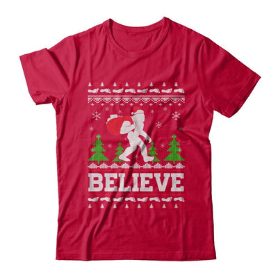 Christmas Believe Bigfoot Ugly Xmas Sweater-T-Shirt & Sweatshirt-Classic T-Shirt-Red