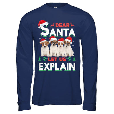 Dear Santa Funny Beagle Puppies Christmas Gift-T-Shirt & Hoodie-Long Sleeve T-Shirt-Navy