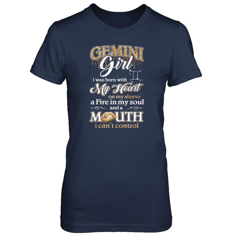 I'm A Gemini Girl Lipstick May June Funny Zodiac Birthday-T-Shirt & Tank Top-Women's T-Shirt-Navy