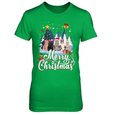 Merry Christmas Cat Women Girls Christmas Gift-T-Shirt & Sweatshirt-Women's T-Shirt-Irish Green