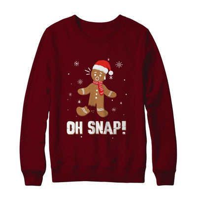 Oh Snap Funny Gingerbread Man Cute Christmas-T-Shirt & Sweatshirt-Crewneck Sweatshirt-Maroon