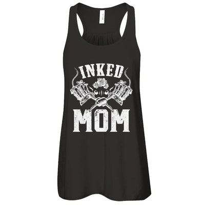 Inked Mom Rose Tattooed Tattoos Mothers Day-T-Shirt & Tank Top-Women's Flowy Racerback Tank-Black