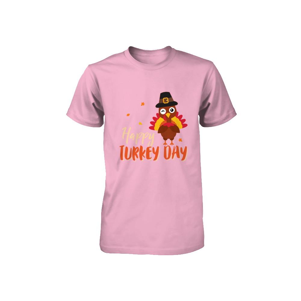 Happy Turkey Day Funny Thanksgiving Gift Youth-Youth Shirt-Toddler T-Shirt-Pink