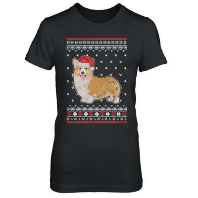 Corgi Christmas Ugly Sweater Lights Dog Xmas Gift-T-Shirt & Sweatshirt-Women's T-Shirt-Black