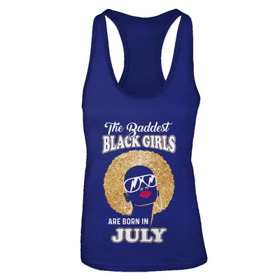 Baddest Black Girls Are Born In July Birthday-T-Shirt & Tank Top-Women's Ideal Racerback Tank-Royal