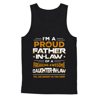 Proud Father-In-Law Freaking Awesome Daughter-In-Law-T-Shirt & Hoodie-Unisex Tank-Black
