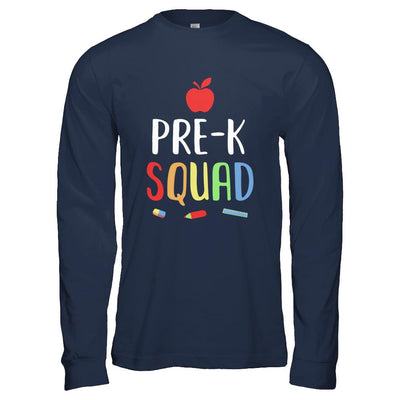 Pre-K Preschool Squad Back To School Teacher Gift-T-Shirt & Hoodie-Long Sleeve T-Shirt-Navy