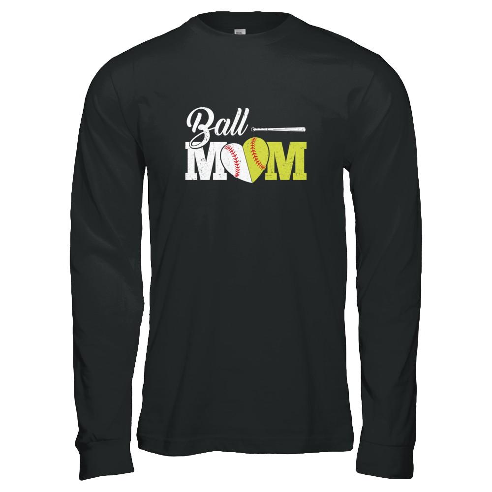 Funny Softball Mom Baseball Mom Mothers Day-T-Shirt & Tank Top-Long Sleeve T-Shirt-Black