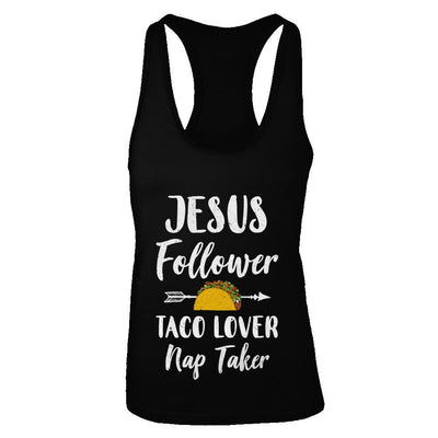 Jesus Follower Taco Lover Nap Taker Christian-T-Shirt & Tank Top-Women's Ideal Racerback Tank-Black
