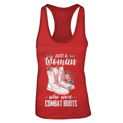 Just A Woman Who Wore Combat Boots Veteran-T-Shirt & Tank Top-Women's Ideal Racerback Tank-Red