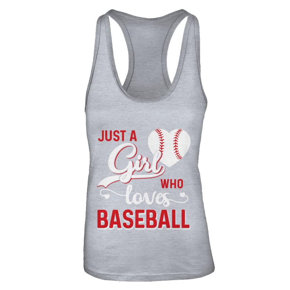 Just A Girl Who Loves Baseball-T-Shirt & Tank Top-Women's Ideal Racerback Tank-Heather Grey