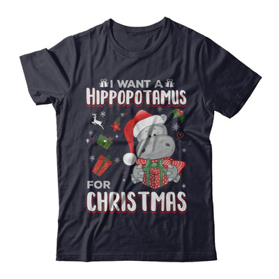 I Want A Hippopotamus For Christmas Hippo-T-Shirt & Sweatshirt-Premium T-Shirt-Midnight Navy