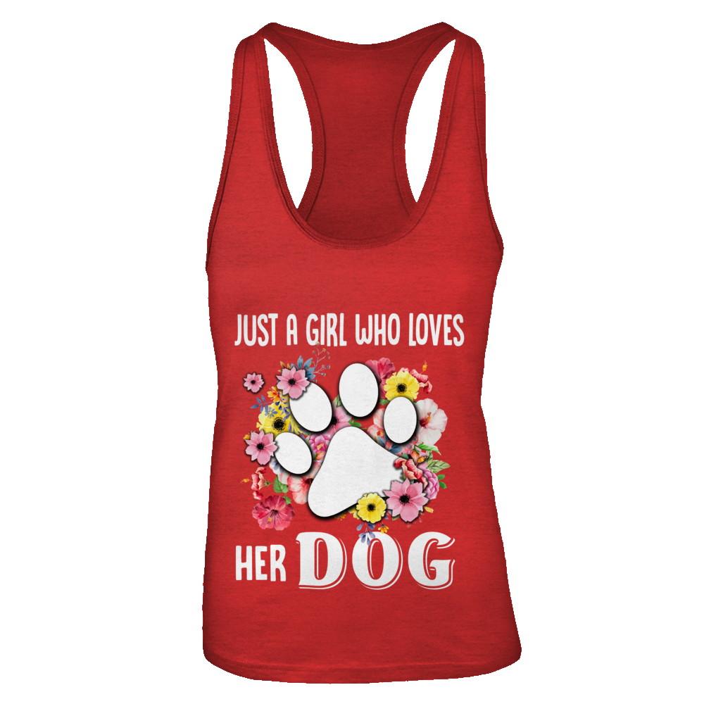 Just A Girl Who Loves Her Dog-T-Shirt & Tank Top-Women's Ideal Racerback Tank-Red