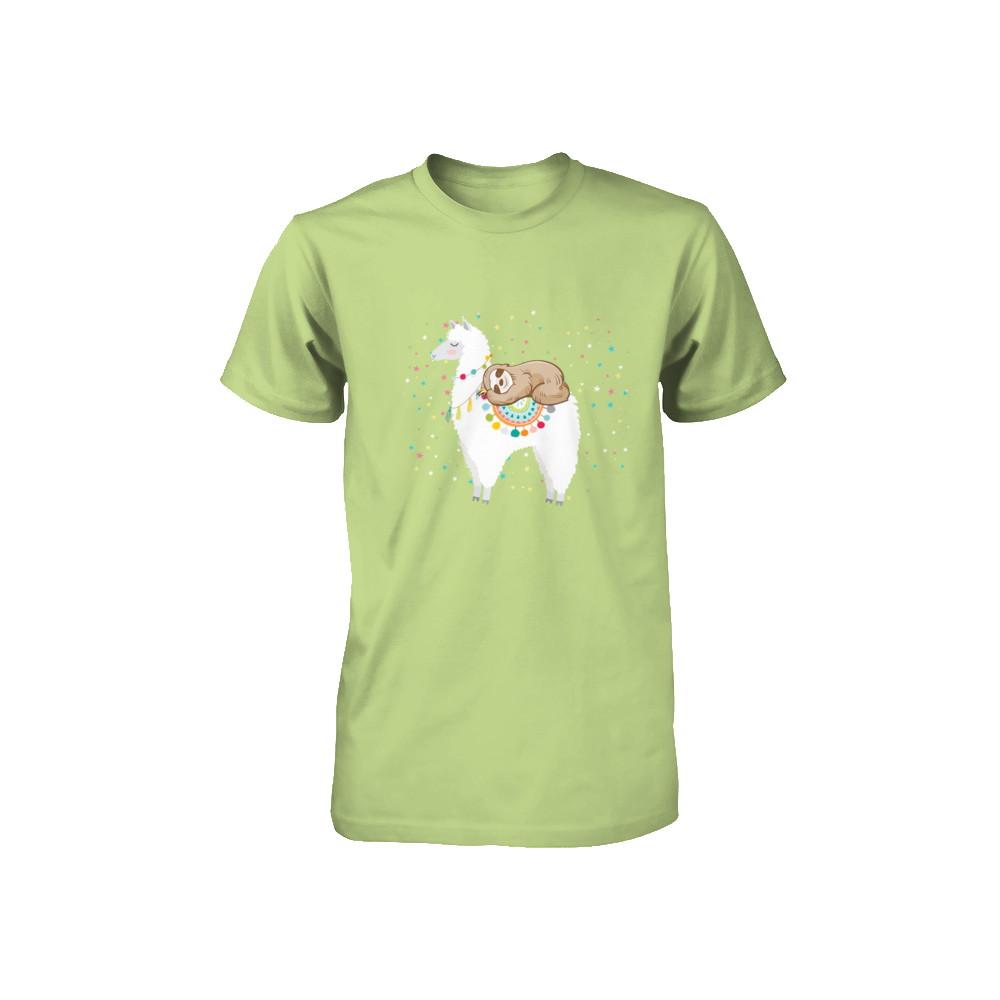 Funny Sloth Riding Llama Lover Youth-Youth Shirt-Toddler T-Shirt-Key Lime