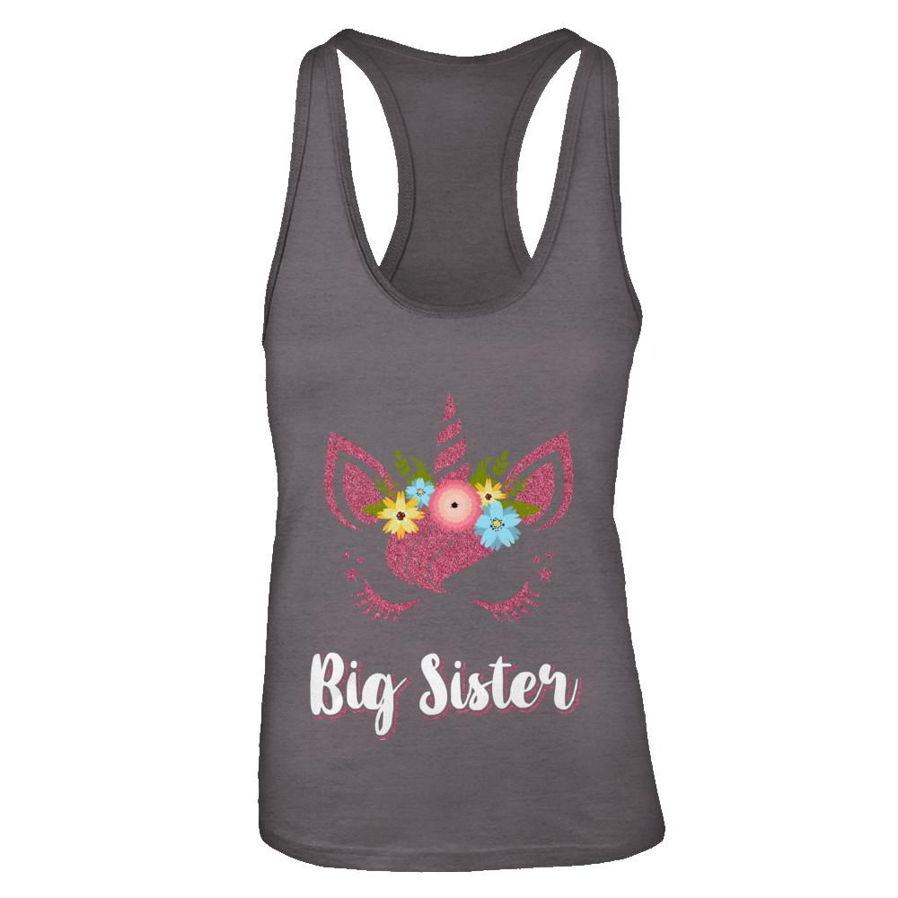 Unicorn Big Sister I'm Going To Be A Big Sister-T-Shirt & Tank Top-Women's Ideal Racerback Tank-Dark Grey