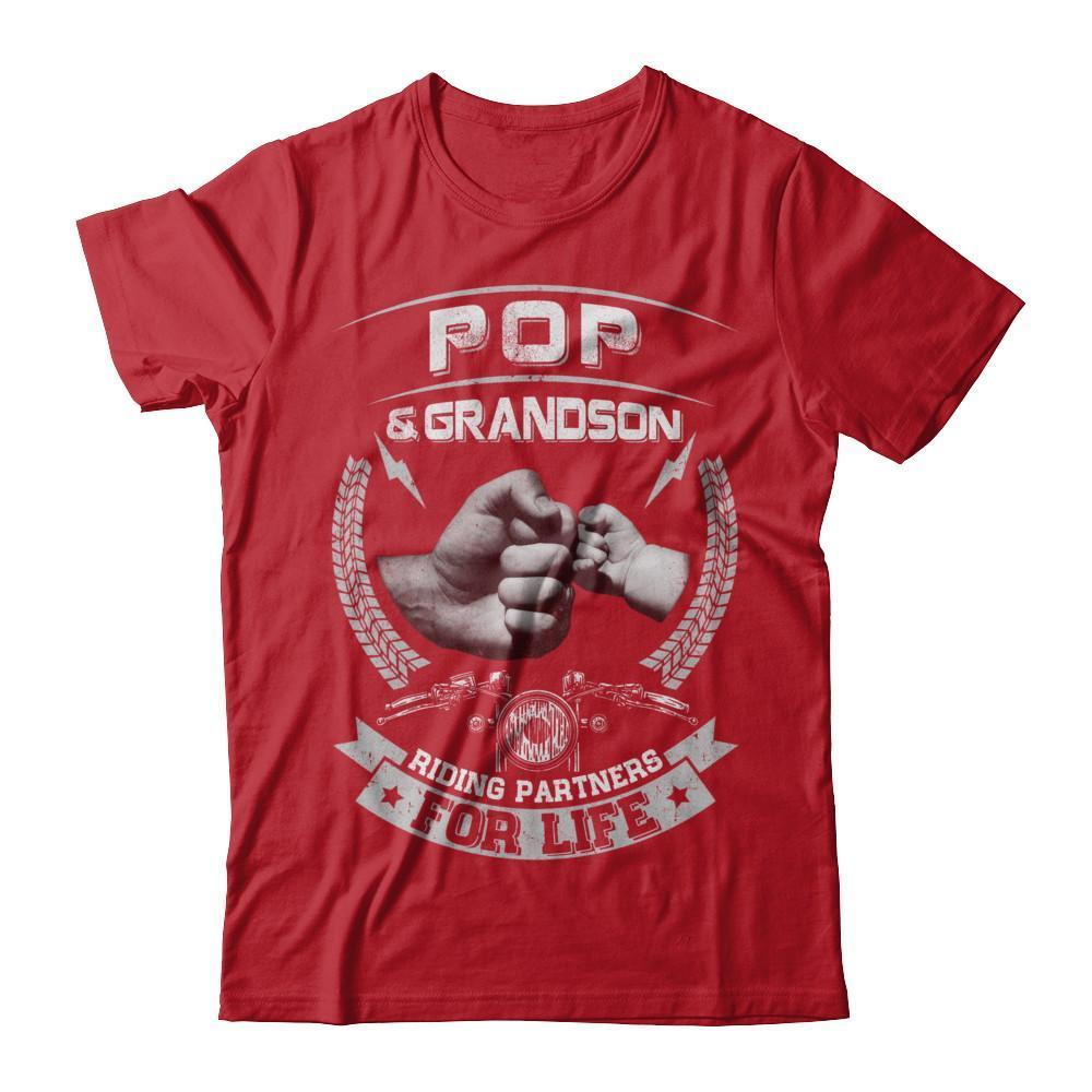 Motocross Pop And Grandson Riding Partners For Life-T-Shirt & Hoodie-Classic T-Shirt-Red