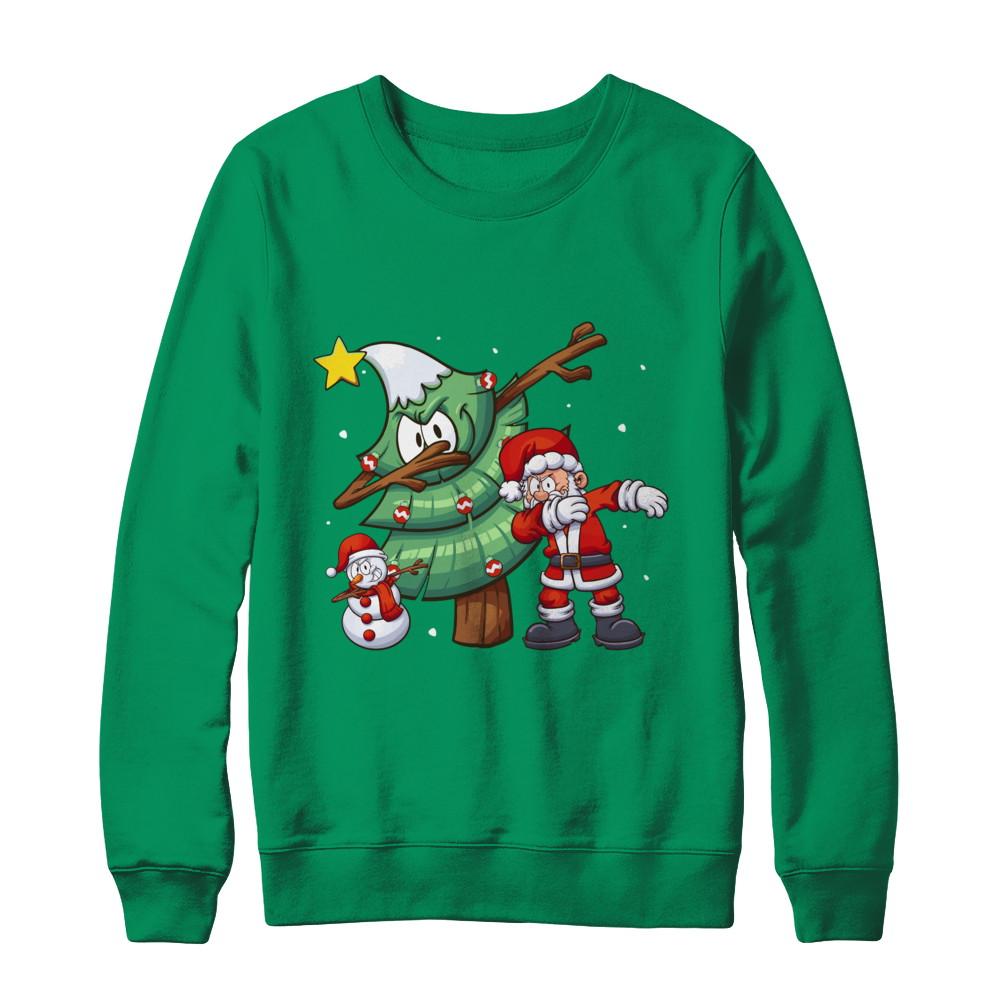 Dabbing Santa Through The Snow-T-Shirt & Sweatshirt-Crewneck Sweatshirt-Irish Green