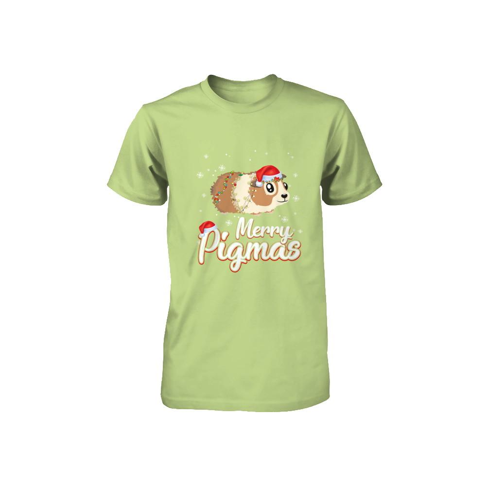 Merry Pigmas Funny Guinea Pig Santa Hat Christmas Gift Youth-Youth Shirt-Toddler T-Shirt-Key Lime