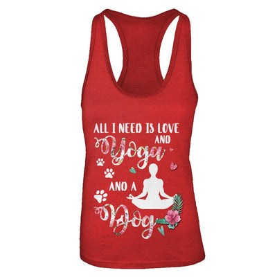 All I Need Is Love And Yoga And A Dog-T-Shirt & Tank Top-Women's Ideal Racerback Tank-Red