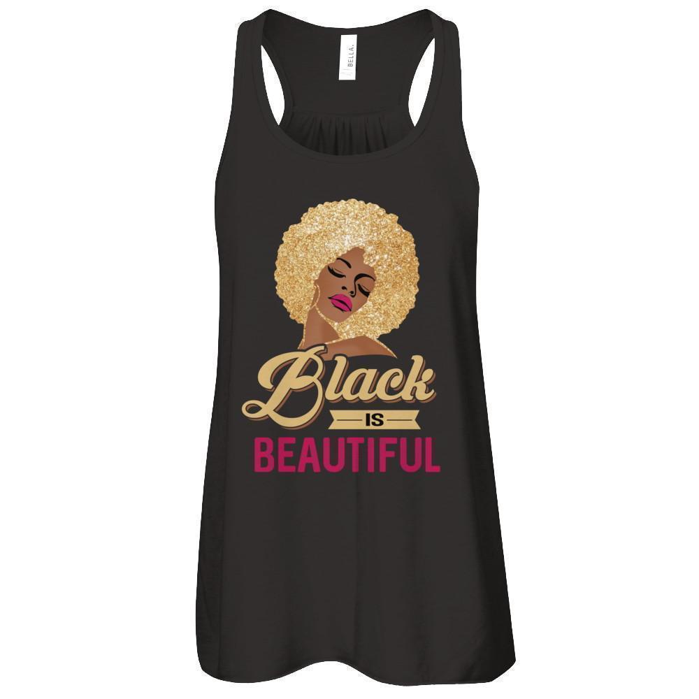 Black Is Beautiful African Black Pride-T-Shirt & Tank Top-Women's Flowy Racerback Tank-Black
