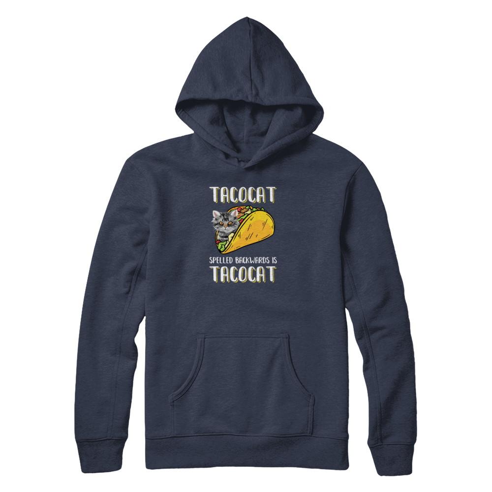 Tacocat Spelled Backwards Is Tacocat Tacos Cat-T-Shirt & Tank Top-Pullover Hoodie-Navy
