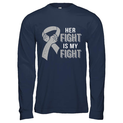 Her Fight Is My Fight Brain Cancer Parkinson's Disease-T-Shirt & Hoodie-Long Sleeve T-Shirt-Navy