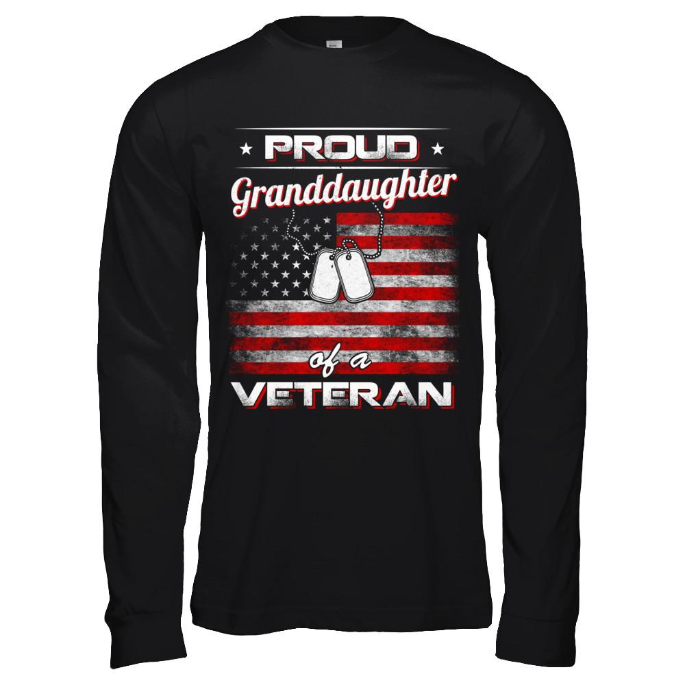 Proud Granddaughter Of A Veteran-T-Shirt & Hoodie-Long Sleeve T-Shirt-Black
