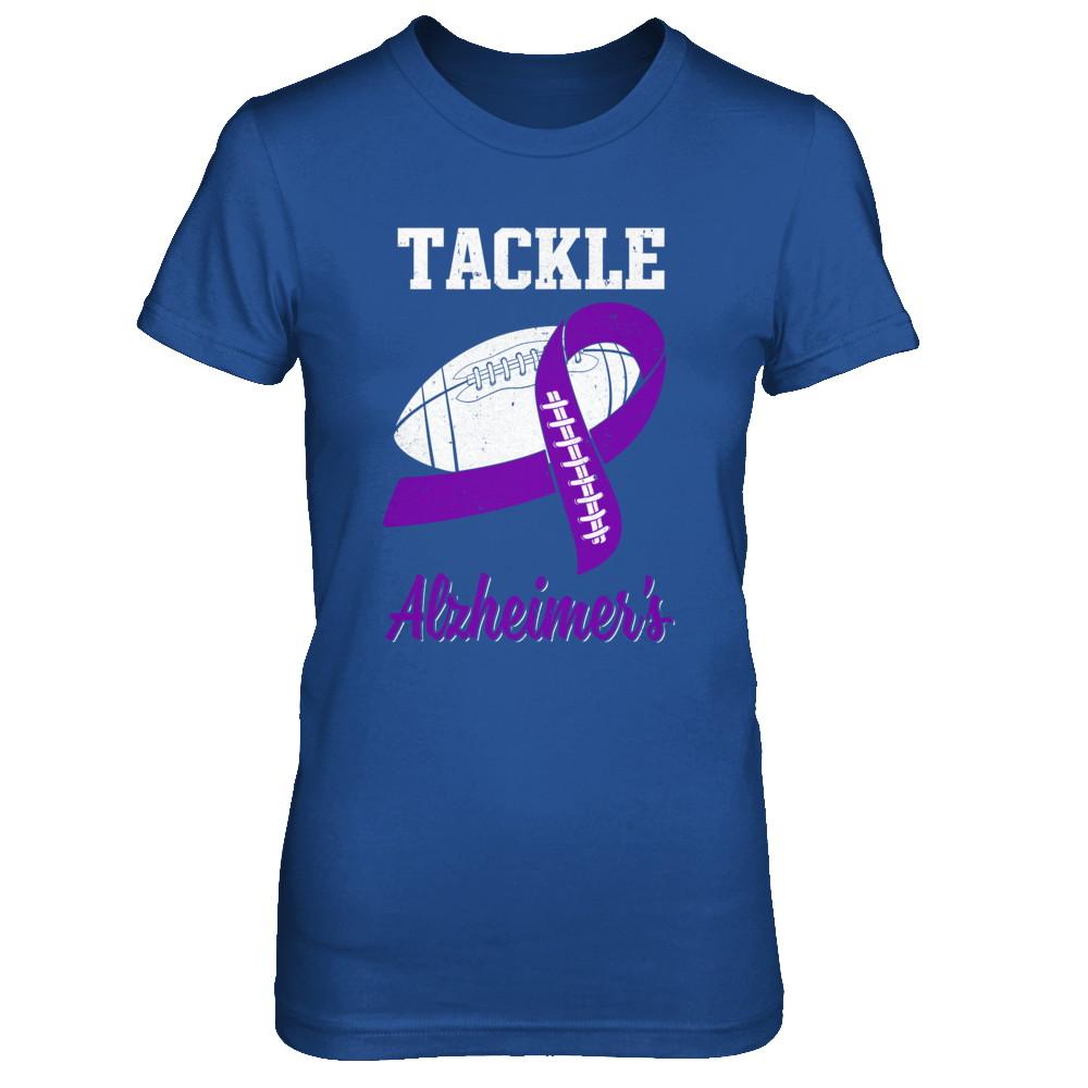 Football Survivor Tackle Purple Alzheimer's Awareness-T-Shirt & Hoodie-Women's T-Shirt-Royal