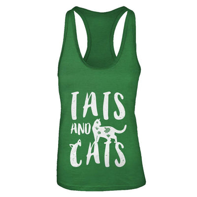 Funny Cat Tats Cat Tattoos Lover-T-Shirt & Tank Top-Women's Ideal Racerback Tank-Kelly Green