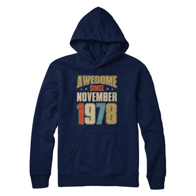 Vintage Retro Awesome Since November 1978 43th Birthday-T-Shirt & Hoodie-Pullover Hoodie-Navy