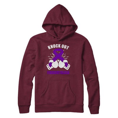 Boxing knock out Fibromyalgia Awareness Support-T-Shirt & Hoodie-Pullover Hoodie-Maroon