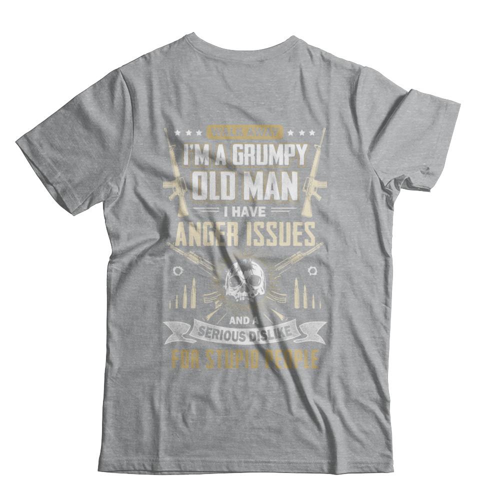 Walk Away I Am Grumpy Old Man I Have Anger Issues-T-Shirt & Hoodie-Classic T-Shirt-Sport Grey