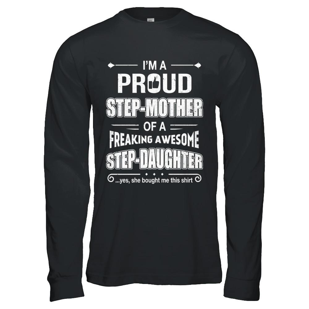 I'm A Proud Step-Mom Of Awesome Step-Daughter Mothers Day-T-Shirt & Hoodie-Long Sleeve T-Shirt-Black