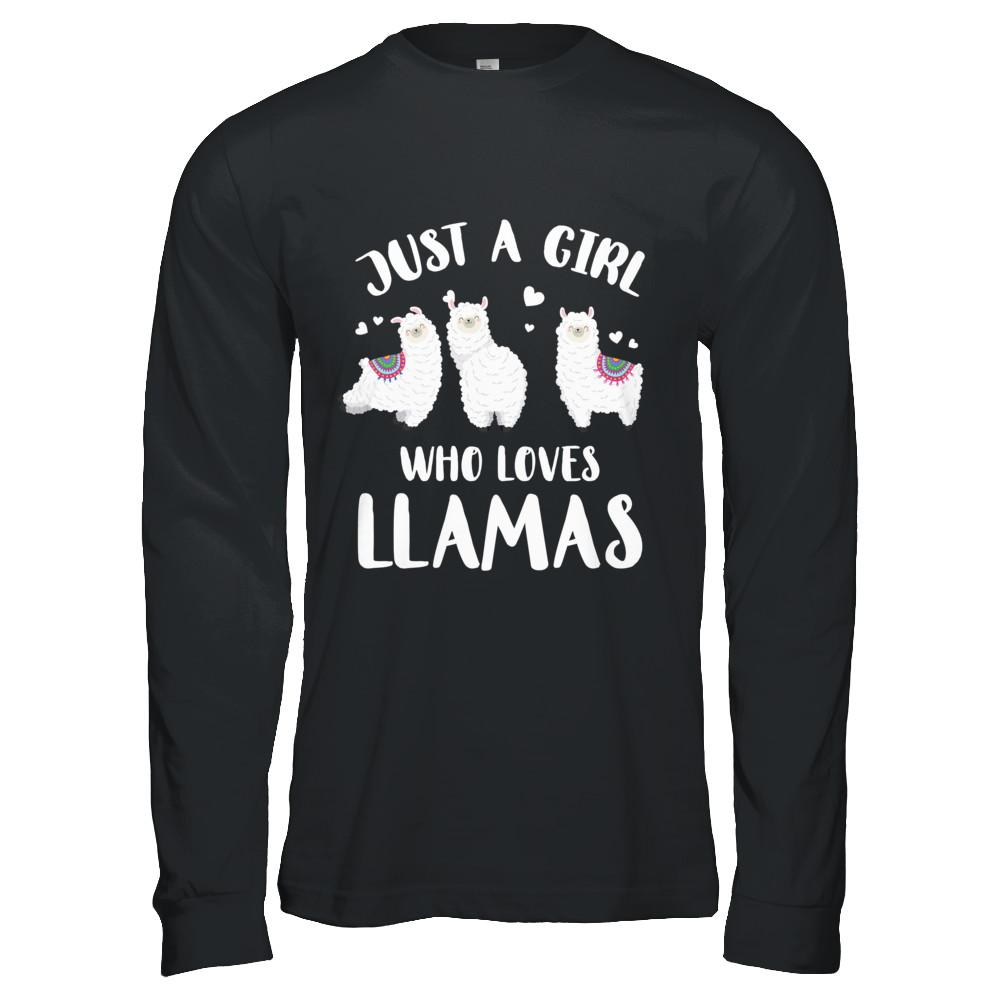 Just A Girl Who Loves Llamas-T-Shirt & Hoodie-Long Sleeve T-Shirt-Black