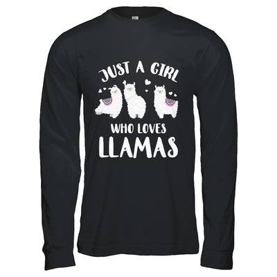 Just A Girl Who Loves Llamas-T-Shirt & Hoodie-Long Sleeve T-Shirt-Black