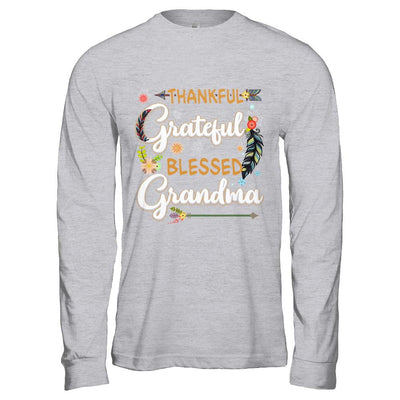 Grateful Thankful And Blessed Grandma-T-Shirt & Hoodie-Long Sleeve T-Shirt-Sport Grey