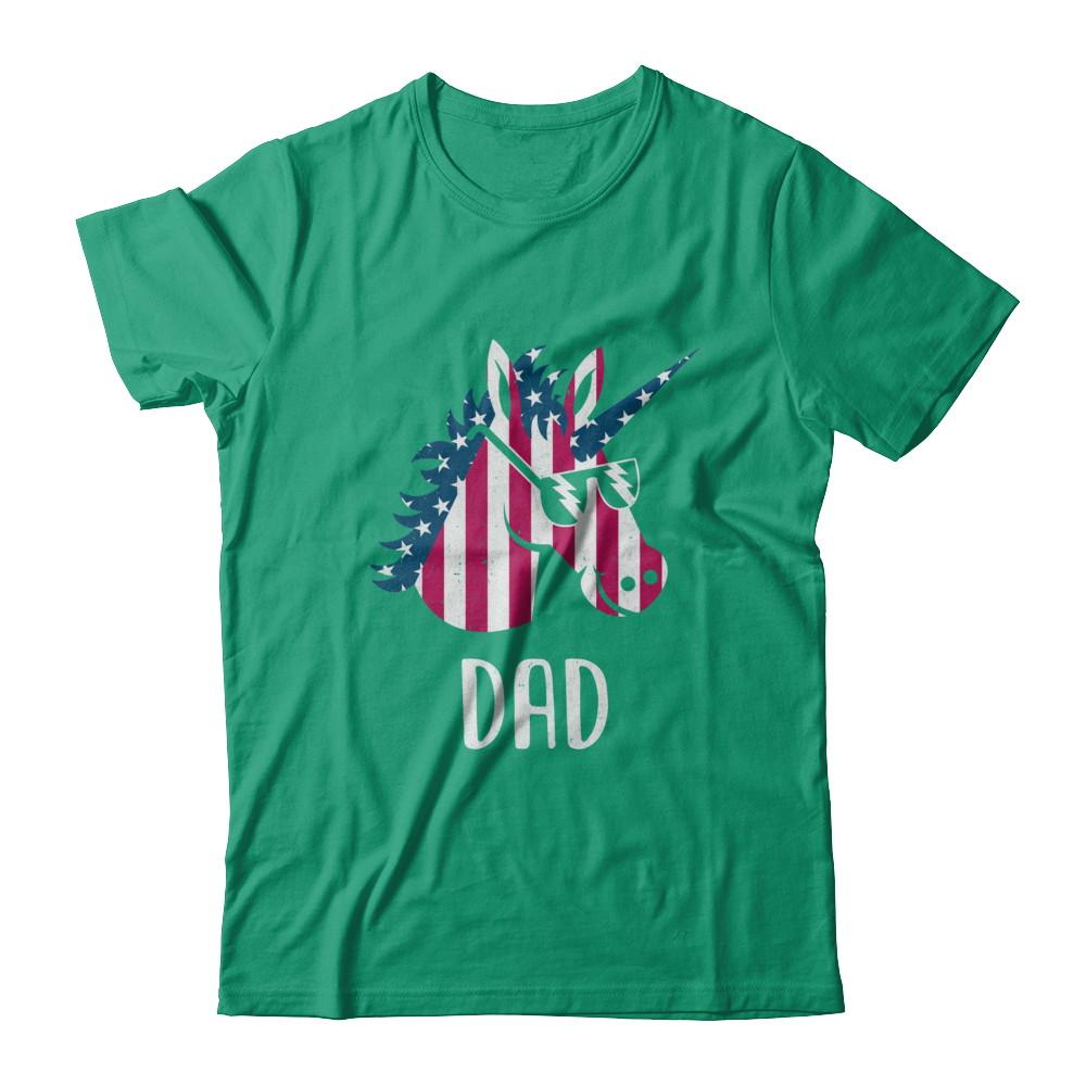 Patriotic Dad Daddy Unicorn Americorn 4Th Of July-T-Shirt & Hoodie-Classic T-Shirt-Kelly Green