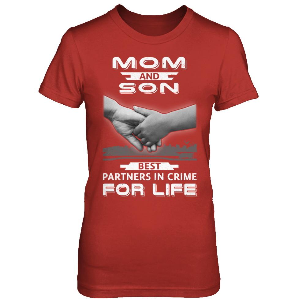 Mom And Son Best Partners In Crime For Life-T-Shirt & Hoodie-Women's T-Shirt-Red
