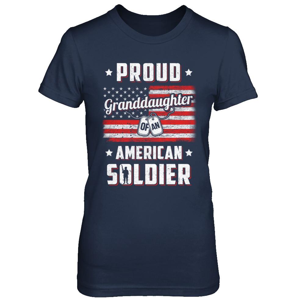 Proud Granddaughter Of A Soldier Army Papa Veteran-T-Shirt & Hoodie-Women's T-Shirt-Navy