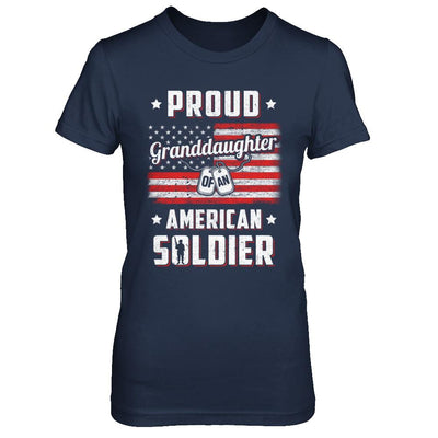 Proud Granddaughter Of A Soldier Army Papa Veteran-T-Shirt & Hoodie-Women's T-Shirt-Navy